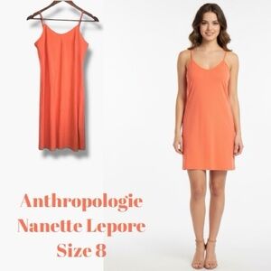 Nanette Lepore Anthropologie Dress Orange Mini Slip – Flowy & Flirty Size 8 🎉HP🎉